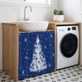 thumbnail image 3 of Navy Blue Christmas Tree Cabinet Curtain 35"Wx35"L, Dustproof Under Sink Skirt with Self Adhesive Tape, Balls Snowflake Xmas Tree Cabinet Curtain Cover for Kitchen Sink, Bathroom Vanity, Laundry Room, 3 of 9