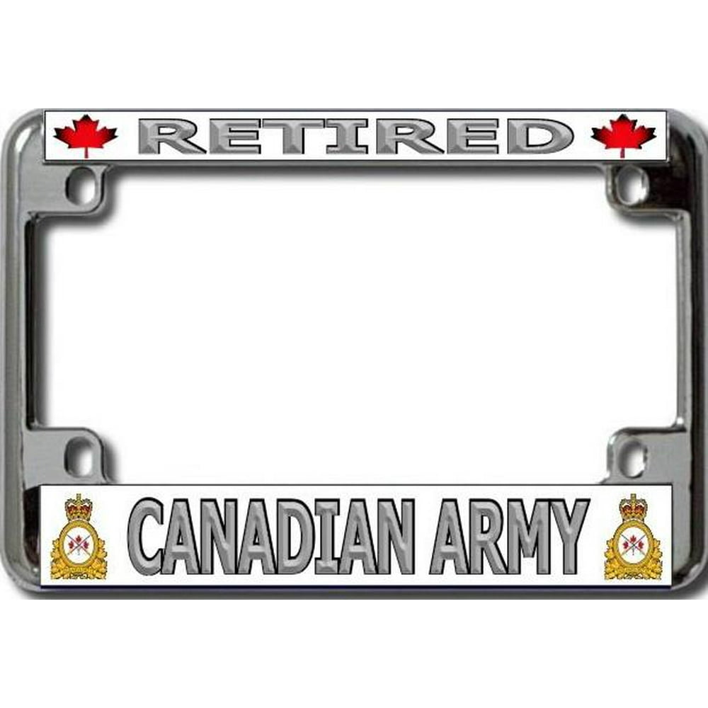 Retired Canadian Army Chrome Motorcycle License Plate Frame Walmart