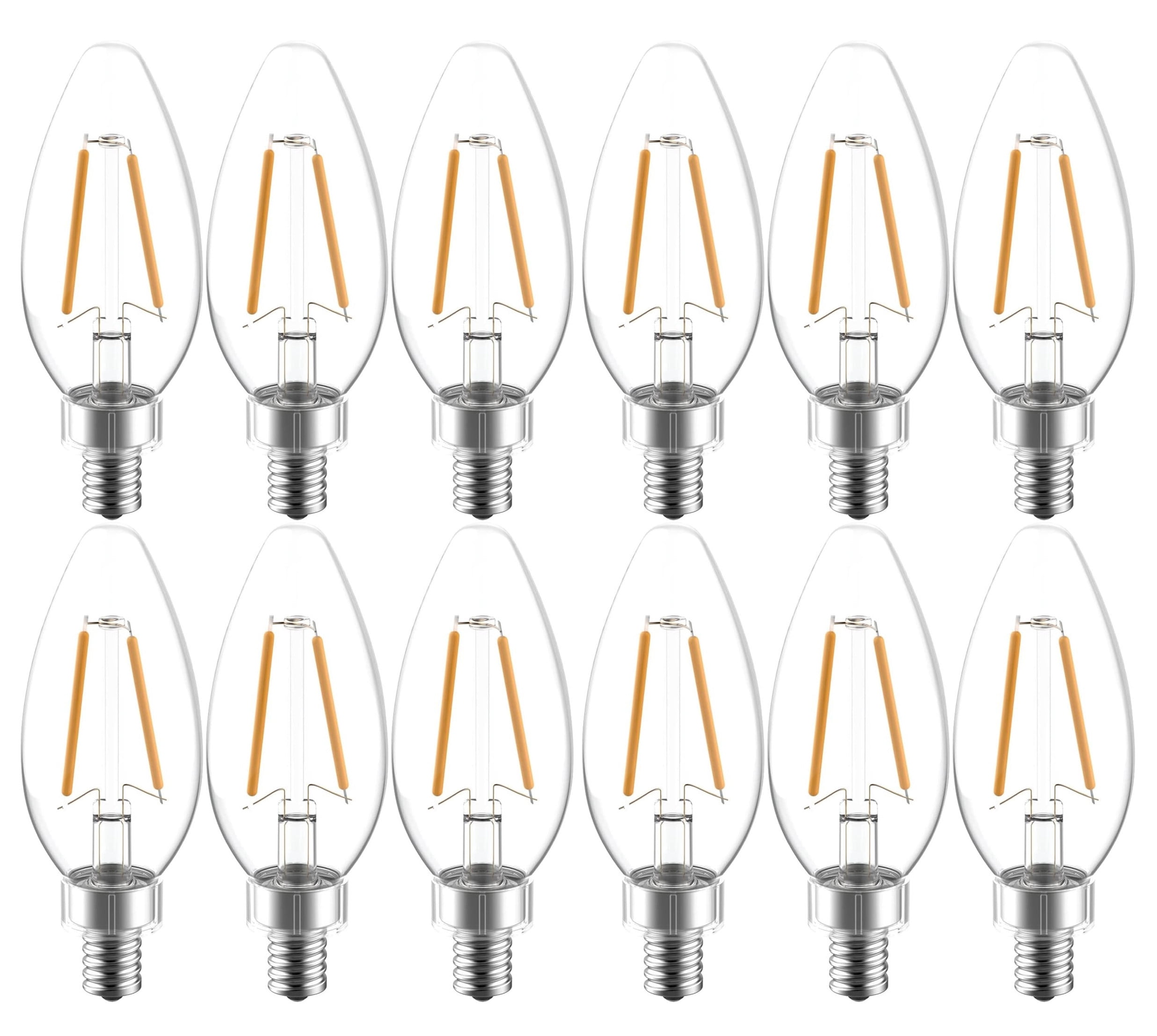 (12 bulbs) GE 42465 Reveal LED Chandelier Bulb, 200 lumens, 2.5 watts, candelabra base, blunt tip, clear Color-Enhancing HD Light, Dimmable LED Candle Light Bulb