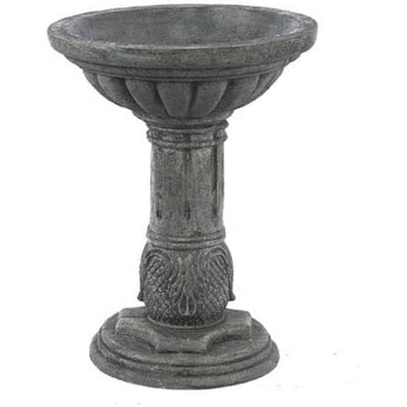 Solid Rock Stoneworks Concrete Reeded Birdbath - 28" Tall - Indigo