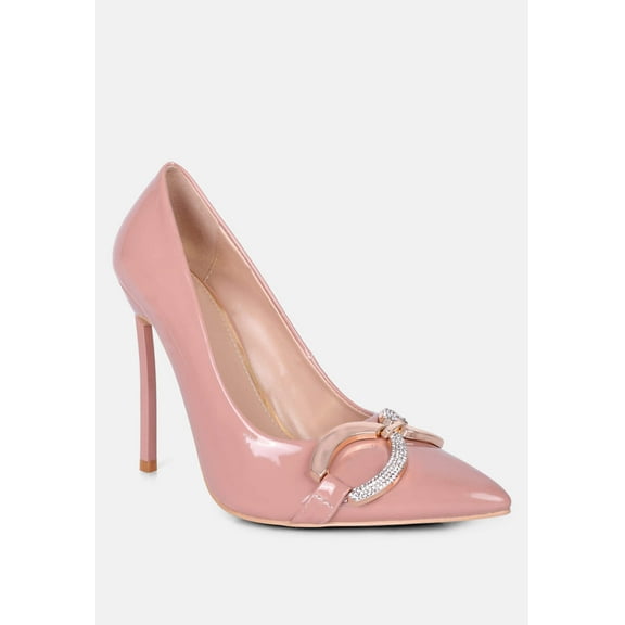 COCKTAIL Buckle Embellished Stiletto Pump Shoes in Blush