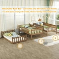 thumbnail image 3 of Bellemave Rubber Wood Triple Bunk Bed Twin over Twin over Twin Bunk Bed Frame with Fence-shaped Guardrails and Ladders Detachable Bunk Bed Convertible 3 Bunk Bed for Teens, White Oak, 3 of 10