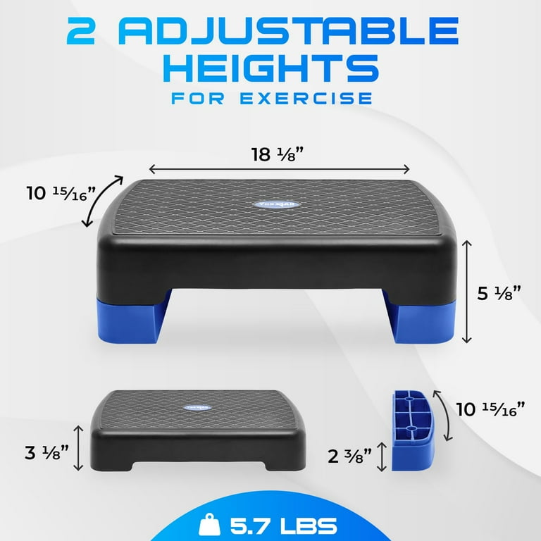 Yes4All KC6V Verstelbaar Aerobic Step Platform met 4 Risers - Step Board Oefenapparatuur Zwart/Grijs, XL
