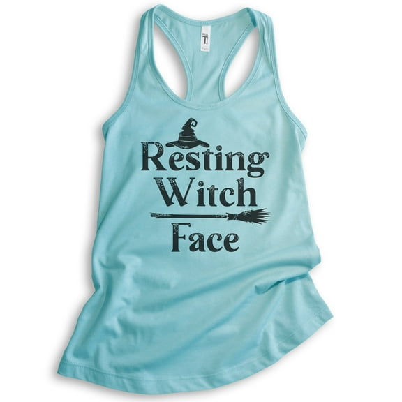 Resting Witch Face Tank Top, Ladies Racerback Tank Top, Halloween Tank, Witch Tank, Cancun, X-Small