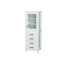 Linen Tower - 24" White Storage Cabinet w/ 4 Drawers & Shelves - Solid Wood, Water-Resistant