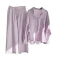 thumbnail image 2 of Two Piece Set Women Summer Outfits for Women 2 Piece Set 2 Piece Pants Set for Women Linen 2 Piece Set for Women Casual Outfits for Women 2 Piece Sets Long-Sleeved Lapel Shirt Shorts Casual Suit, 2 of 5