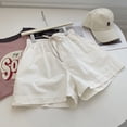 thumbnail image 3 of Pantalones cortos casuales Rimocy con cordón ajustable para mujer, pantalones cortos de cintura alta de color liso de verano 2023 para mujer, pantalones cortos rectos sueltos para mujer, 3 of 5