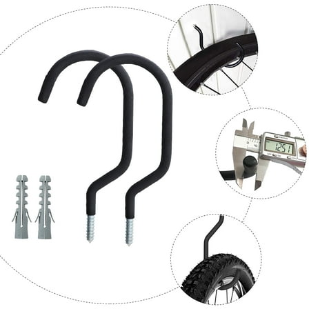 OUNONA Heavy Duty Bike Hook for Storage Use Black Steel Hanger Perfect for Garage and Home 2 Sets