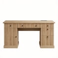thumbnail image 1 of Fluted Detail Executive Writing Desk, 60 Inch Home Office Storage Desk with Charging Port and Organized Drawer System, 1 of 10