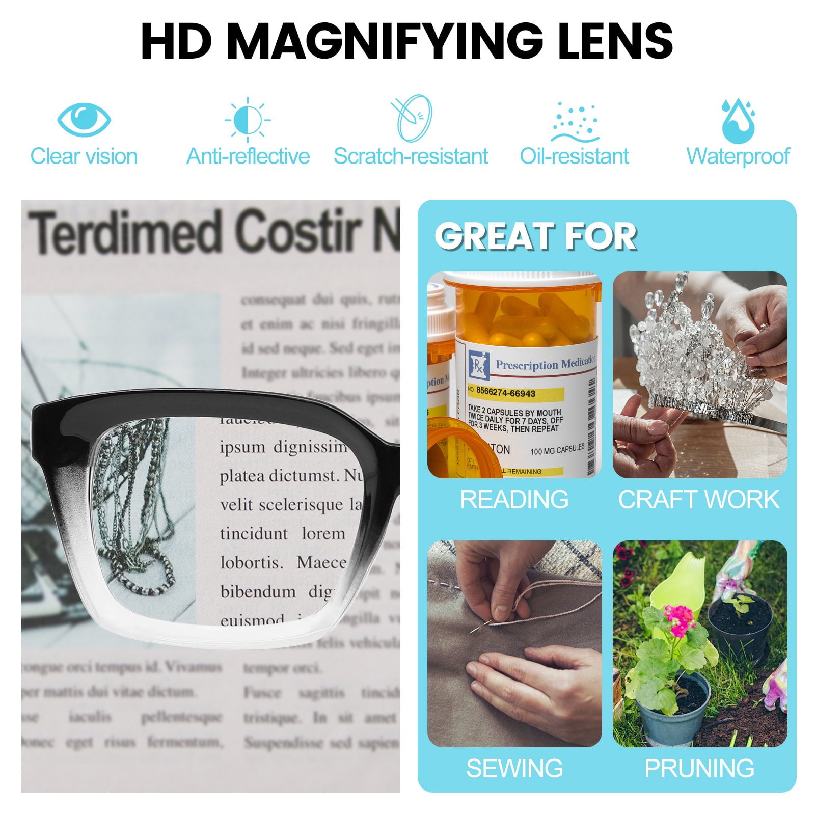 OCCI CHIARI 2.75 Large Reading Glasses for Women Oversized Reader(1.0 1.25 1.5 1.75 2.0 2.25 2.5 2.75 3.0 3.5 4.0) with Arylic Lens