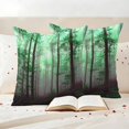 thumbnail image 3 of Green Forest Outdoor Waterproof Pillow Covers, Vintage Foggy Woods Tree Decorative Square Throw Pillowcase Sofa Cushion Sham for Patio/Couch/Chair, 20"x20" 2 Pack, 3 of 8