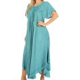thumbnail image 3 of Sakkas Lilia Embroidered Lace Up Bodice Relaxed Fit Maxi Sun Dress - A-Teal - One Size Regular, 3 of 5