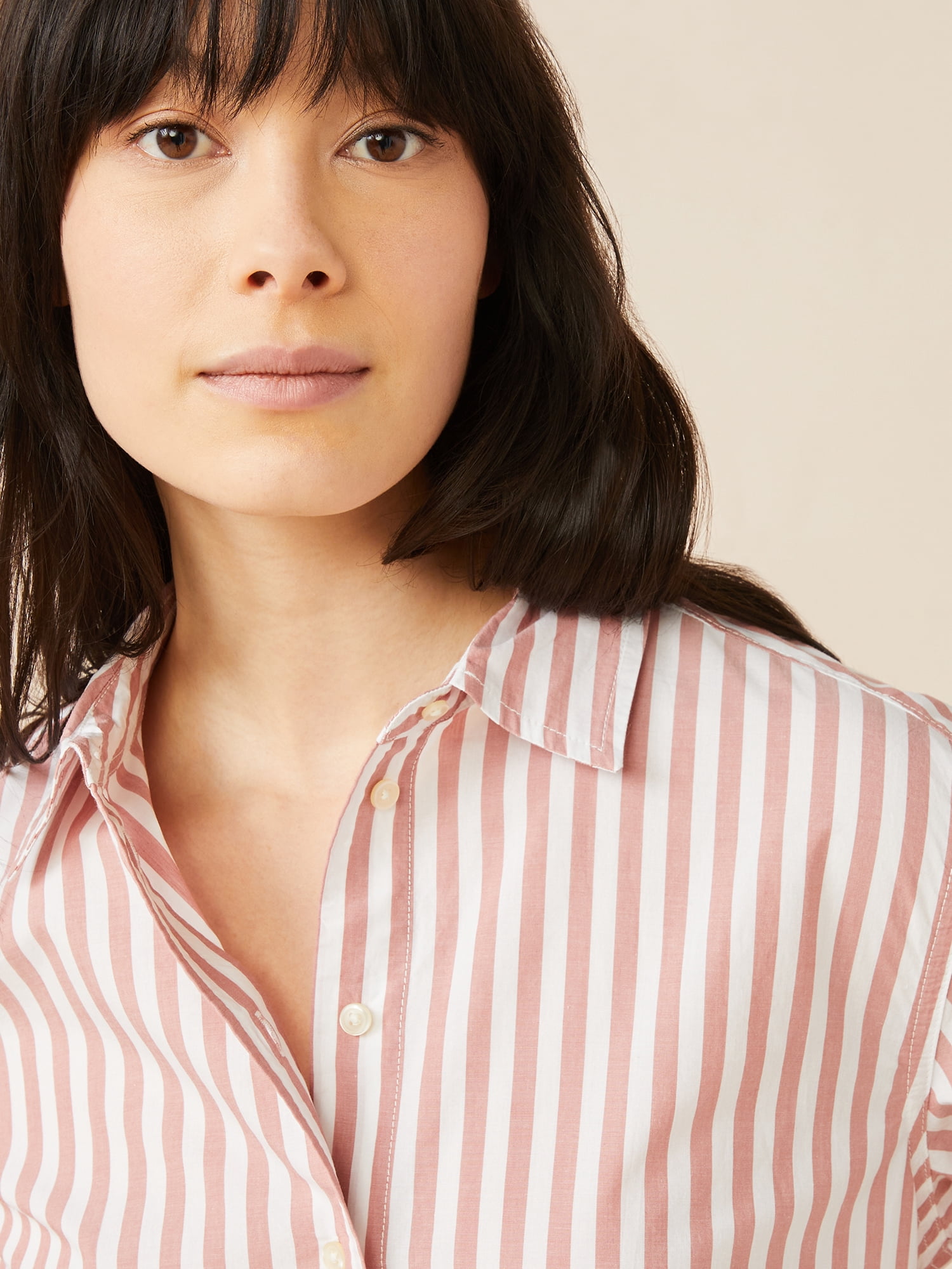 Free Assembly Women’s Boyfriend Shirt with Long Sleeves