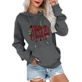 thumbnail image 2 of WTOBBY Women's Fashion Casual Comfortable Round Neck Hooded Long Sleeve Christmas Print Warm Sweatshirt, Holiday Theme for Winter, Cozy and Festive Wear,Dark Gray XL, 2 of 6