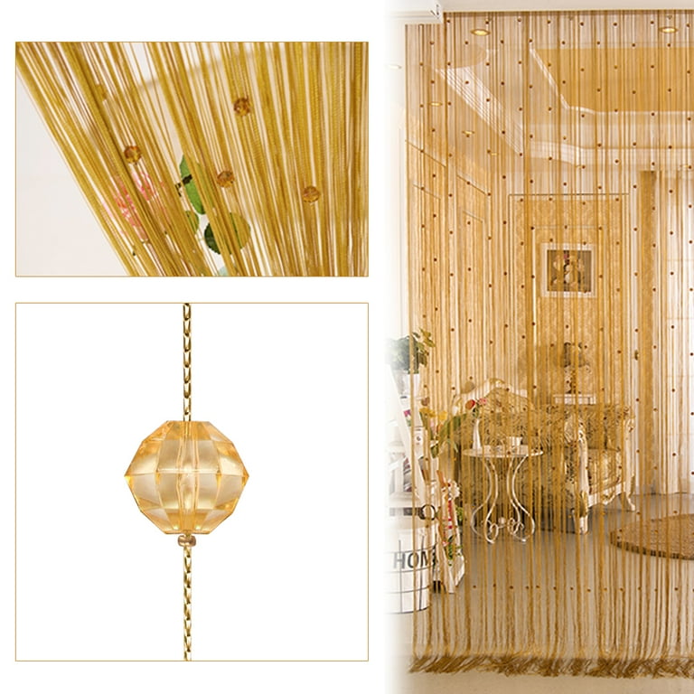 Beads Curtain, Beaded Curtain, Golden Beads Curtain, Golden Curtain, String  Curtain, Glass Beads Curtain 