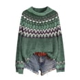 thumbnail image 2 of Fair Isle Knit Sweater for Women Lightweight Slim Fit Pullover Fall Winter Cute Casual Fashion Tops XL, 2 of 7