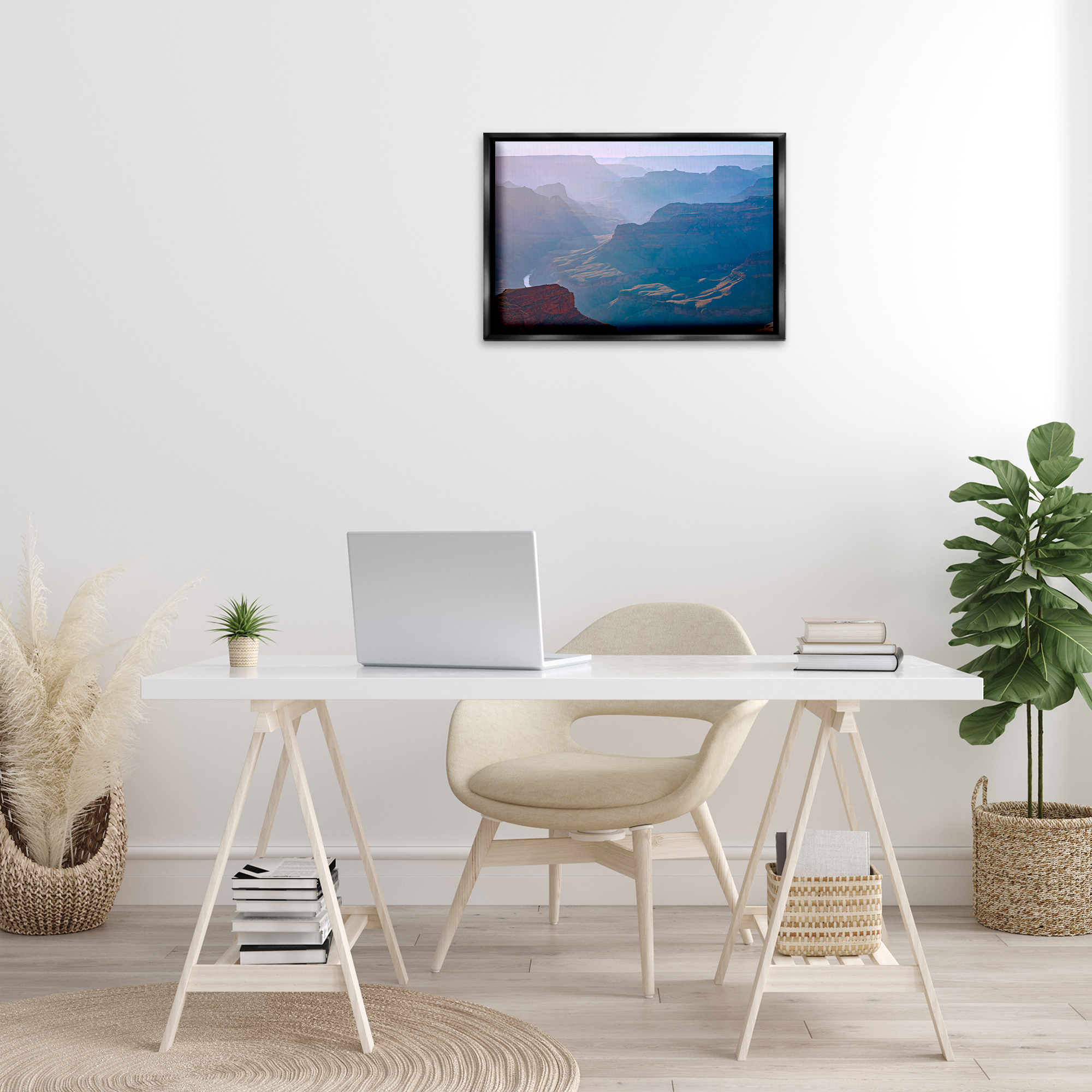 Stupell Industries Sun Rays Mountain Mesa Landscape & Nature Photography Black Floater Framed Canvas Art Print Wall Art, 25 x 17