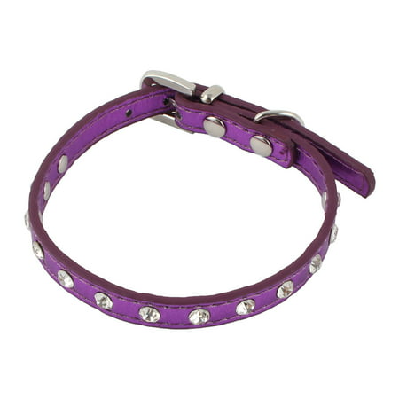 Pet Dog PU Leather Studded Pitbull Boxer Neck Collar Belt Purple