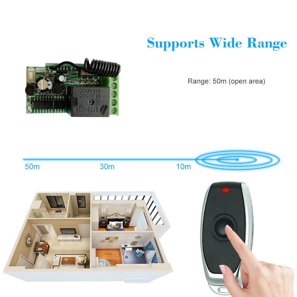 Smart Home 433Mhz DC 1CH Wireless Remote Switch Relay Receiver Universal  Remote Control Switch Module and RF Remote Controls 1527