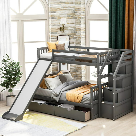 Bunk Beds With Slide Com, Kids Bunk Bed With Slide And Stairs