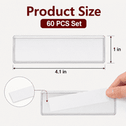 Sanmi Label Holders Adhesive Shelf Tag Clear Shelf Tag Index Card Pockets Plastic For Supermarket Bookshelf Mailbox Business Kitchen,Pack of 60