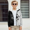 thumbnail image 5 of Uourmeti White&Black Soccer Teens Casual Zip Up Hoodie Long Sleeve Soft with Pockets Comfy Trendy Top for Daily Use Size 10-12, 5 of 6