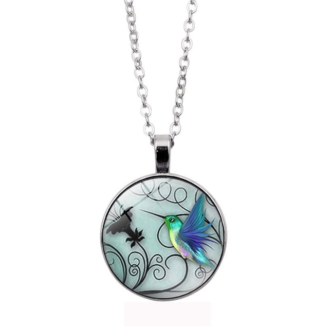Collar Colgante Encanto Colibrí Joyería Collar Colibrí Azul Collares Colgantes