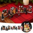 thumbnail image 1 of Christmas Village Sets 12 Pcs LED Lighted Houses with Figurines, Resin Winter Village Display for Christmas Town Scene Desktop Table Indoor Room Decorations, 1 of 9