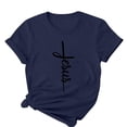 thumbnail image 5 of Camisetas de Cuello de Tripulación de Manga Corta para las Mujeres Cartas de Impresión de Pascua Camiseta de Manga Corta, Spandex de Poliéster, 5 of 5
