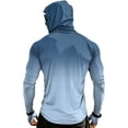 thumbnail image 5 of Men's Long Sleeve Sun Shirt with Hood and Mask, Ombre Color Block Design UPF 50+ Rash Guard, Lightweight Athletic Top Sky Blue L, 5 of 9