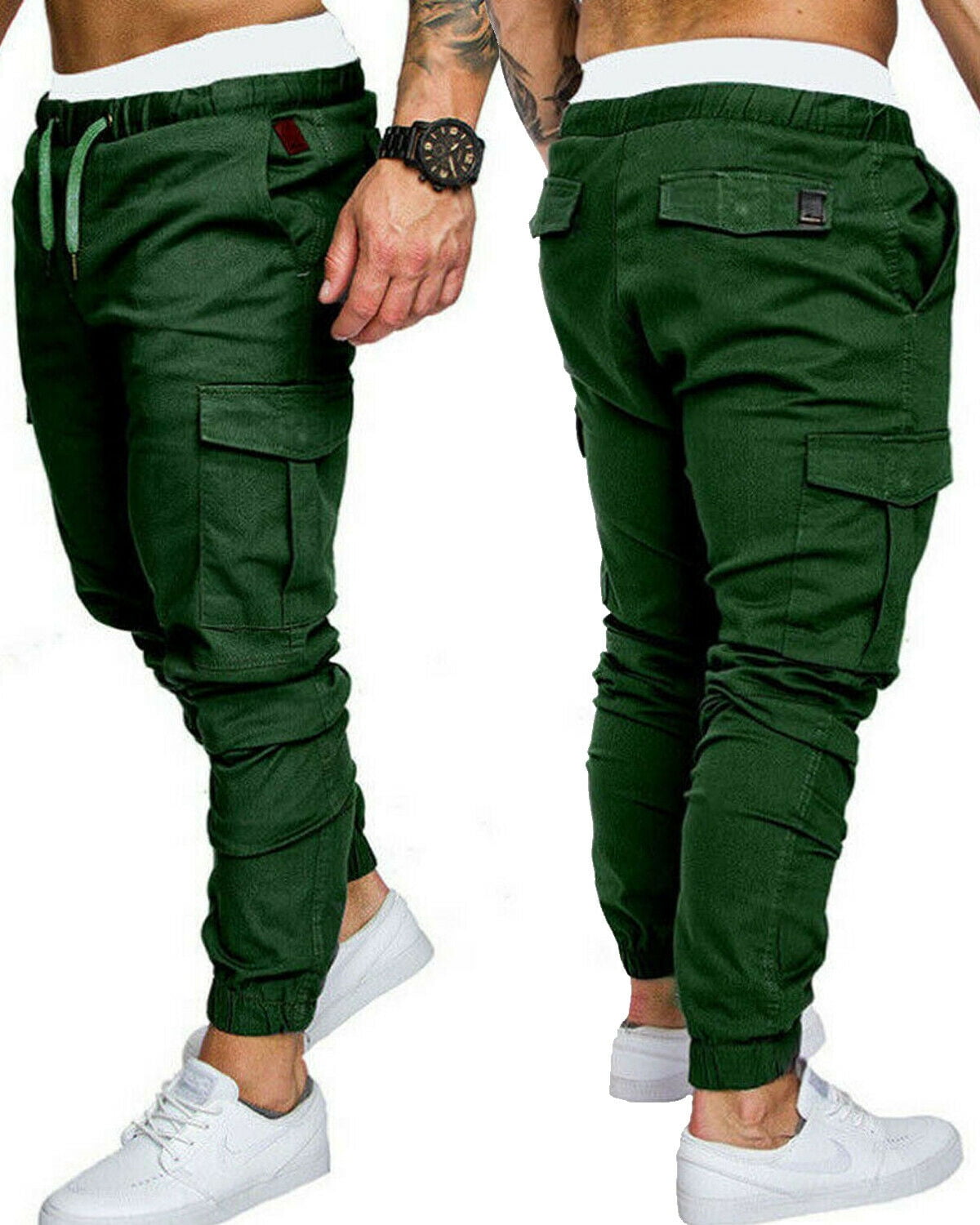 wsevypo - Mens Cargo Pants Elastic Banded ankle cuff Military Urban ...
