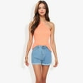 thumbnail image 5 of Women's Halter Neck Knit Tank Top with Ribbed Design and Stretchy Fit for Casual Summer Wear- Small, Orange, 5 of 5
