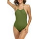 thumbnail image 1 of Traje de baño de una Pieza sin Espalda para Mujer Halter Monokini Knot Tie Bikini Traje de baño Verde salvia G Verde salvia G Xishao ropa, 1 of 2