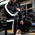 thumbnail image 4 of Men's Spliced Stand Collar Tracksuit Set Casual Long Sleeve Full Zip Jacket And Drawstring Pants Sportswear Suit, 4 of 5