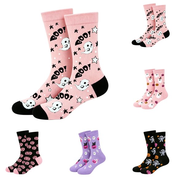 Halloween Socks for Men and Women Crew Funny Cute Sock Mid‑Calf Knit Mummy Ghost Pumpkin Star Jacquard Pattern Breathable Fun Festive Daily Wear Socks b One Size