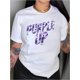 thumbnail image 1 of Women's Plus Size Purple Camo Graphic T-Shirt - "PURPLE UP" Bold Lettering, Casual Knit, Machine Washable, Round Neck, All-Season Wear, 1 of 6