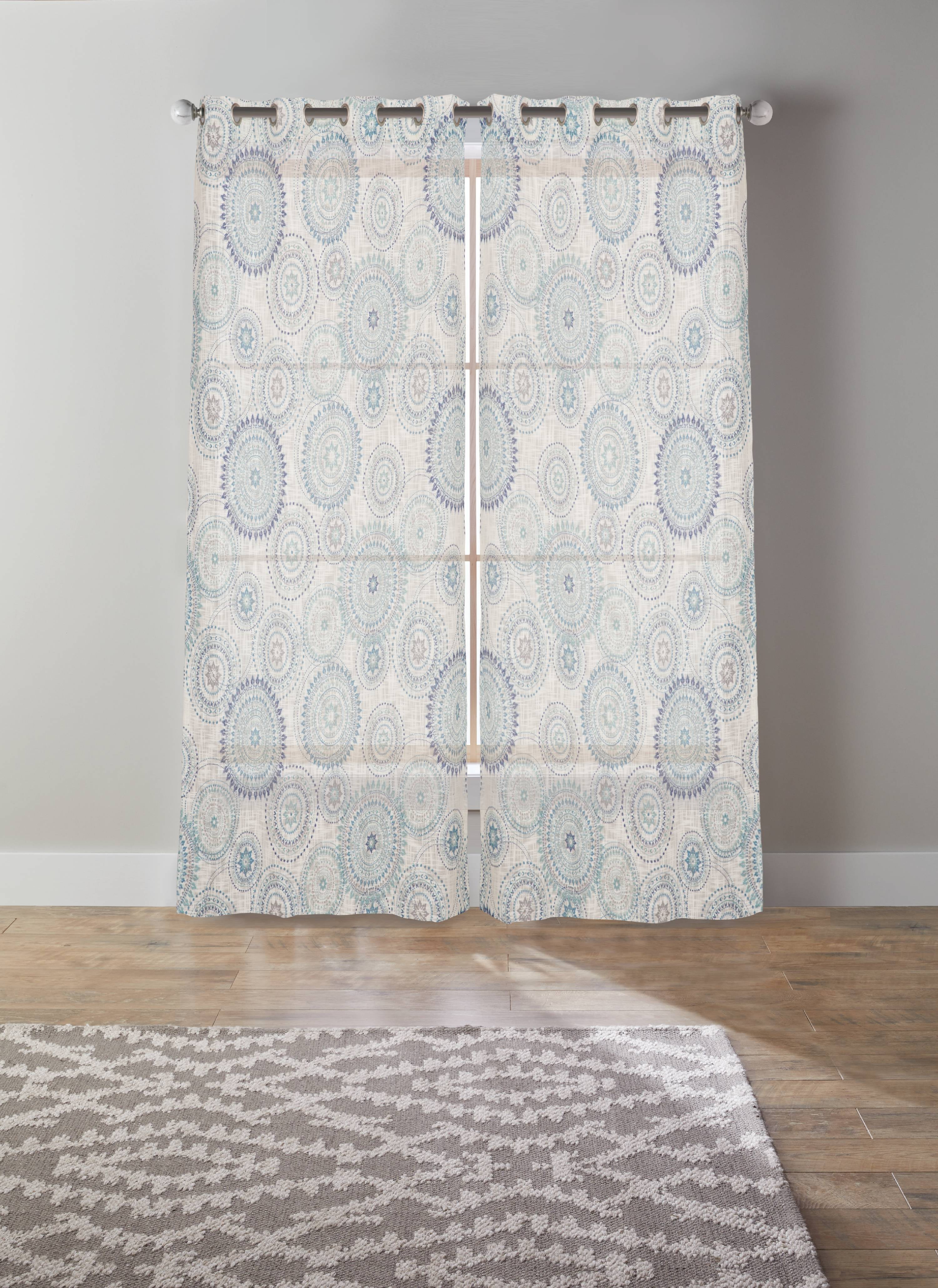 Better Homes & Gardens Rambling Medallion Printed Sheer Curtains, 63” x 84” (2 Panels)