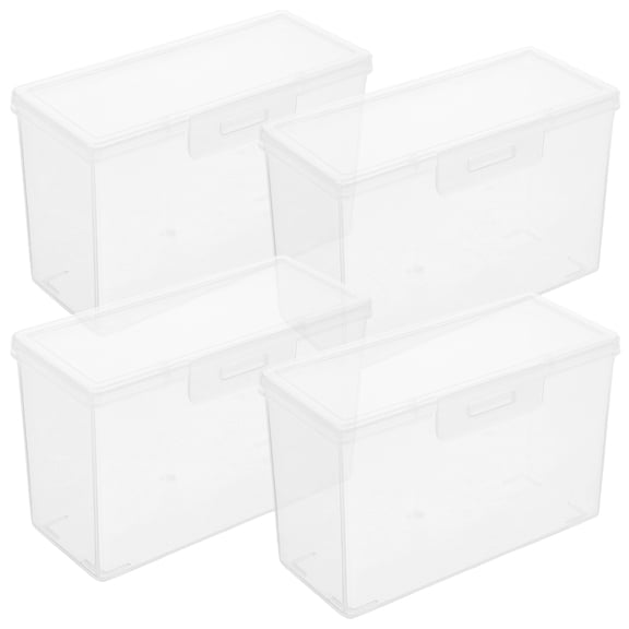 Mobestech Compact White Plastic Photo Boxes for Clutter-Free Storage 4Pcs