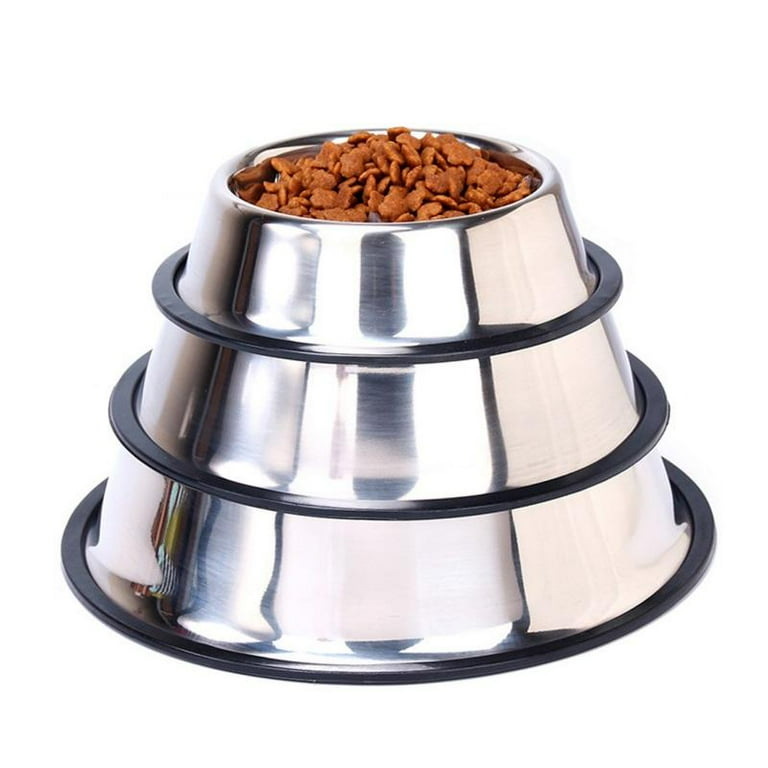 Double 400ml Stainless Steel Pet Dog Food Water Bowl with Anti-slip Si –  Bonve pet