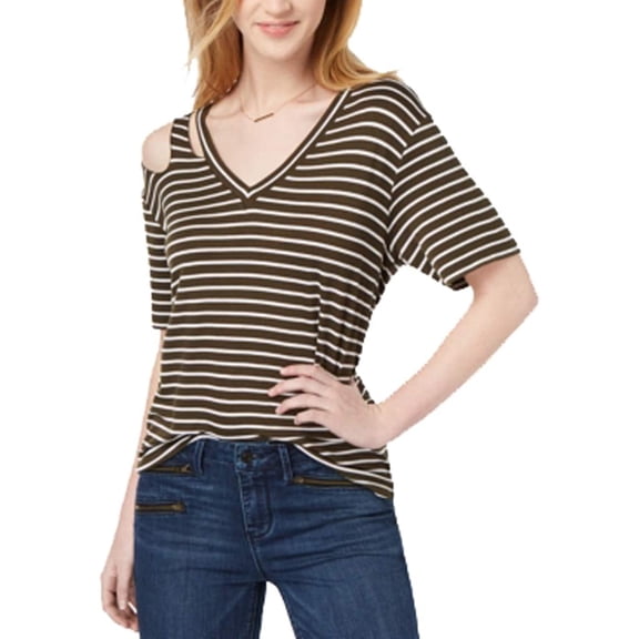 Ultra Flirt Womens Striped Cutout T-Shirt