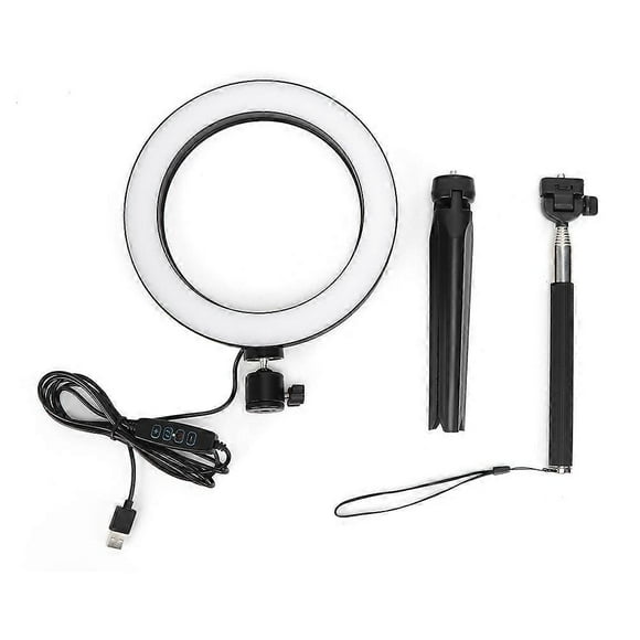 20cm Aluminium Alloy LED Ring Light 3200K-5500K Dimmable USB Port Photography Lamp with Tripod Selfie Stick