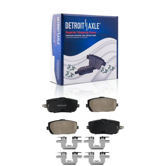 Detroit Axle - Rear Ceramic Brake Pads for 06-19 Mazda MX-5, 06-22 MX-5 Miata 124 Spider, Brake Pads with Hardware Set 2006 2007 2008 2009 2010 2011 2012 2013 2014 2015 2016 Replacement