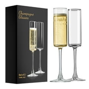 PARACITY Champagne Flutes, Elegant 6oz Glass Champagne Flutes, Gift for Birthday, Wedding, Christmas Glasses for Women, Men(Set of 2)