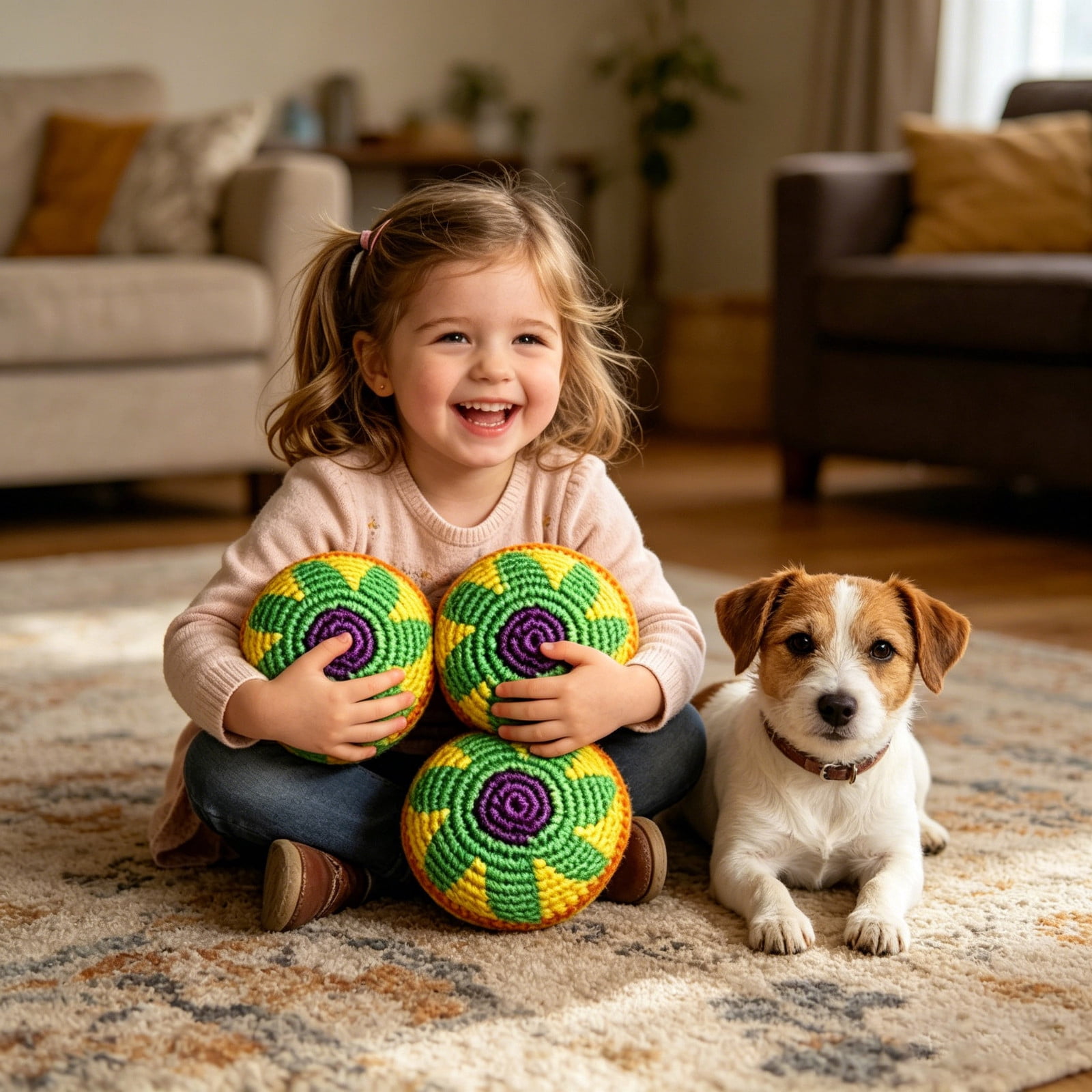 Hand Crochet Sandbags Funny Expression Soft Toss Game Toys for Little Ones Indoor Outdoor Play(A)