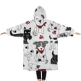 thumbnail image 2 of Oversized Wearable Blanket Hoodie,Scribble Dogs Sherpa Blanket Hoodie with Super Pockets,Super Warm Fuzzy Pullover for Women & Men, 2 of 6