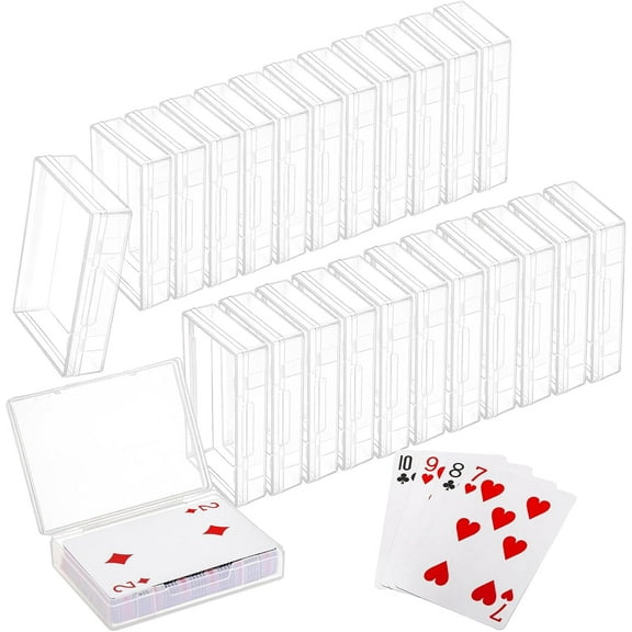 YSTDHL 24 Pack Blank Playing Card Case Clear Card Deck Box Snaps Closed, Empty Plastic Storage Box Card Holder Organizer for Bank Card, Business Card, Game Card, PTCG Cards