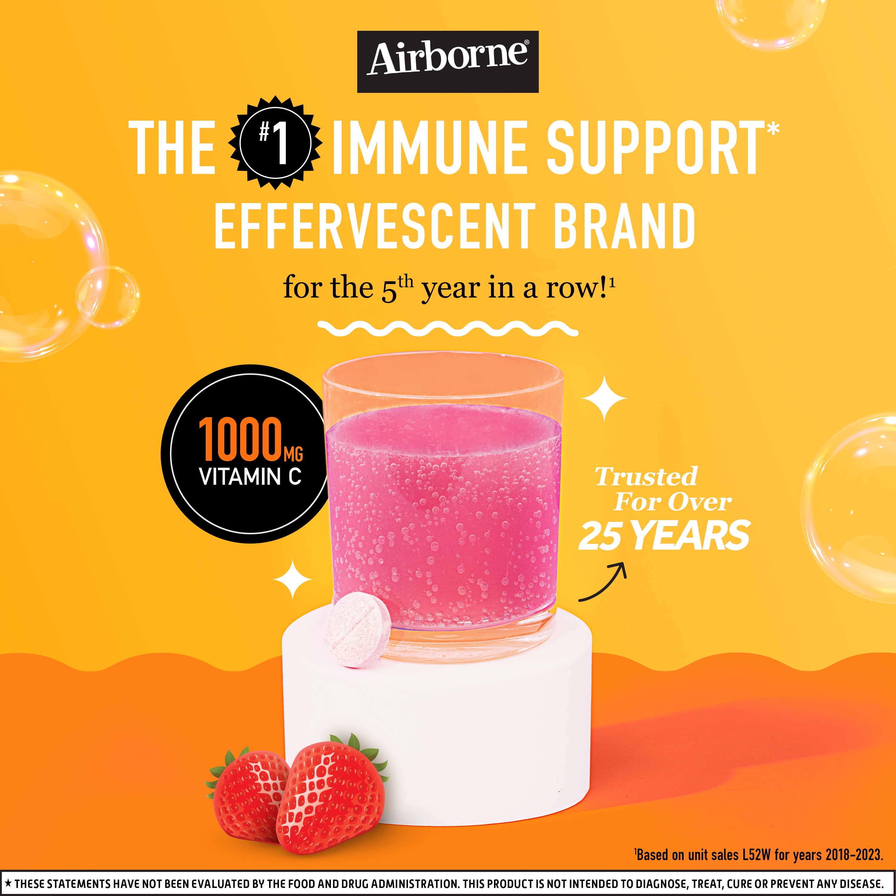 Airborne Very Berry Effervescent Tablets, 36 count - 1000mg of Vitamin C - Immune Support Supplement (Packaging May Vary)