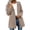 Beige, variant on Women 100% Cotton Cable Knit Hooded Sevevn Long Coat Full Zip Front Long Sleeve Pocket Warm Casual Outer Jacket