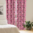 thumbnail image 2 of Ambesonne Wasabi Window Curtains, Kawaii Style Sushi, Each 28" W x 84" L, Pink and Multicolor, 2 of 4