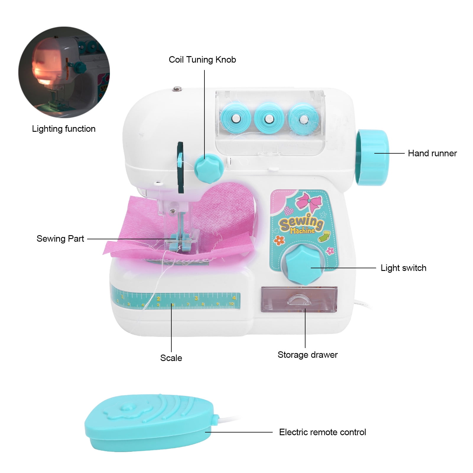 Mini Sewing Machine, Educational Electric Kids Sewing Kit, DIY Interesting for Kids Over 4 Years Old Boys and Girls Birthday Gifts
